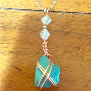 Teal and Copper Earth Lacquer Gem Necklace…6